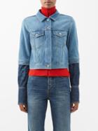 Loewe - Trompe L'oeil Denim Cropped Jacket - Womens - Denim