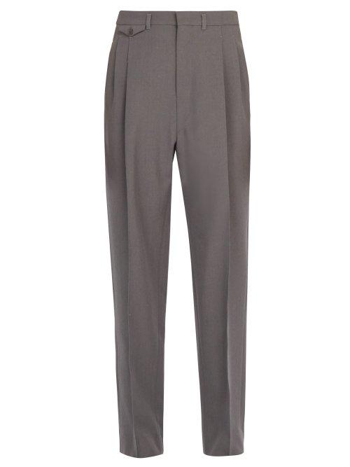 Matchesfashion.com Lemaire - High Rise Wool Trousers - Mens - Grey