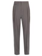Matchesfashion.com Lemaire - High Rise Wool Trousers - Mens - Grey