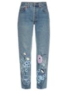Bliss And Mischief Wild Flower Embroidered Cropped Jeans