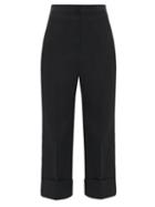 Matchesfashion.com Jil Sander - Turn-up Cuff Wool Grain-de-poudre Cropped Trousers - Womens - Black