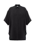Matchesfashion.com Raey - Wide-sleeve Curved-hem Silk Shirt - Womens - Black
