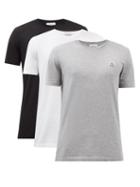Moncler - Pack Of Three Logo-patch Cotton-jersey T-shirts - Mens - Multi