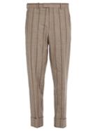 Matchesfashion.com Wooyoungmi - Striped Turn Up Wool Blend Trousers - Mens - Light Brown