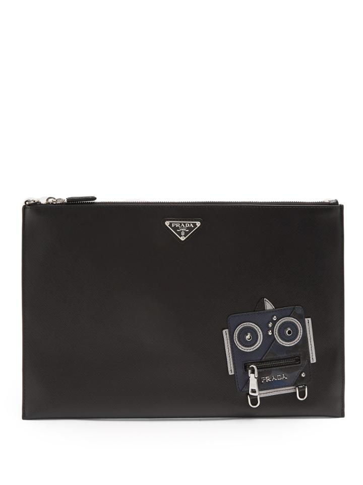 Prada Robot-appliqu Saffiano-leather Pouch