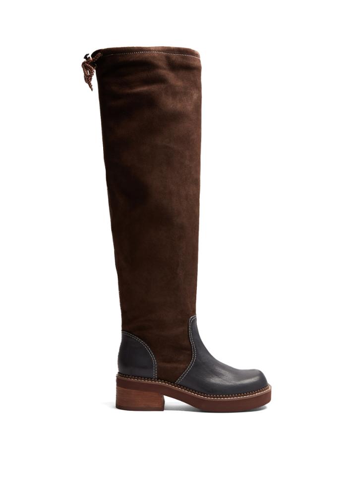 See By Chloé Dominika Suede And Leather Knee-high Boots