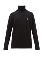 Matchesfashion.com Loewe - Anagram Embroidered Roll Neck Wool Sweater - Mens - Black