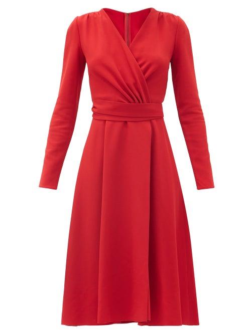 Matchesfashion.com Dolce & Gabbana - Wrap-front Belted Cady-crepe Midi Dress - Womens - Red