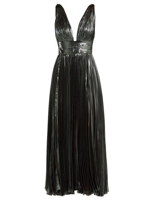 Matchesfashion.com Maria Lucia Hohan - Sada Pleated Silk Blend Gown - Womens - Dark Blue