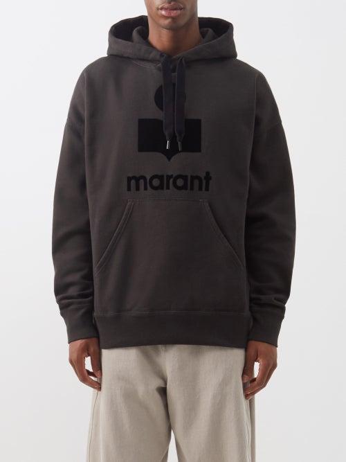 Isabel Marant - Miley Flocked-logo Cotton-blend Hooded Sweatshirt - Mens - Black