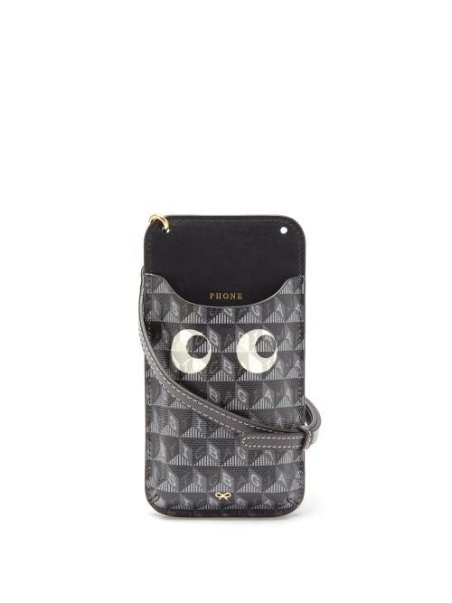 Anya Hindmarch - Eyes I Am A Plastic Bag Recycled-canvas Pouch - Womens - Dark Grey