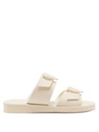 Ladies Shoes Ancient Greek Sandals - X Hvn Iaso Heart-buckle Leather Slides - Womens - Ivory