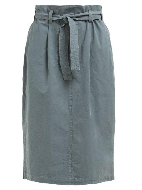 Matchesfashion.com Lemaire - High Rise Paperbag Waist Cotton Skirt - Womens - Blue