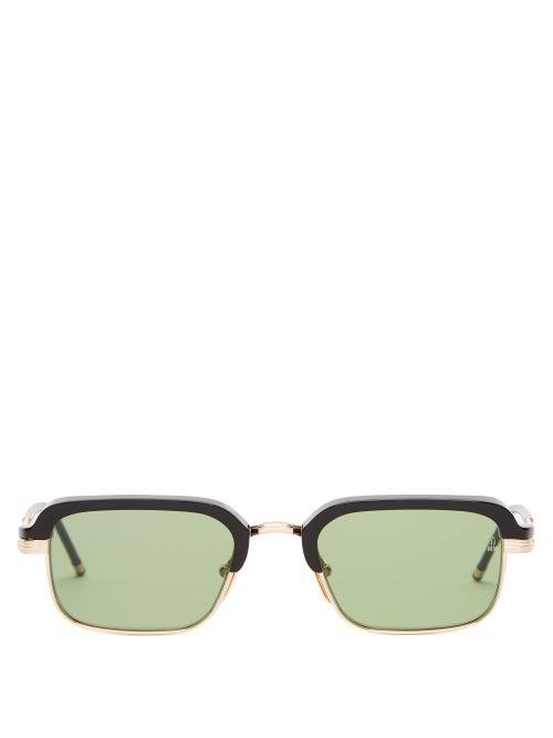 Matchesfashion.com Jacques Marie Mage - Comanche Rectangle Acetate And Titanium Sunglasses - Mens - Green