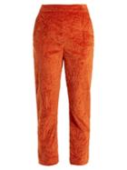Matchesfashion.com Isa Arfen - Slim Leg Crushed Velvet Cotton Blend Trousers - Womens - Dark Orange