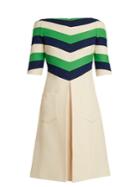 Gucci Chevron-striped Wool-blend Dress
