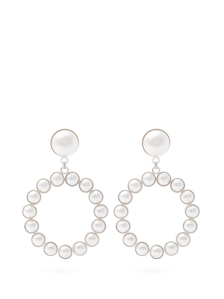 Alessandra Rich Faux-pearl Embellished Hoop-drop Earrings