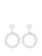 Alessandra Rich Faux-pearl Embellished Hoop-drop Earrings