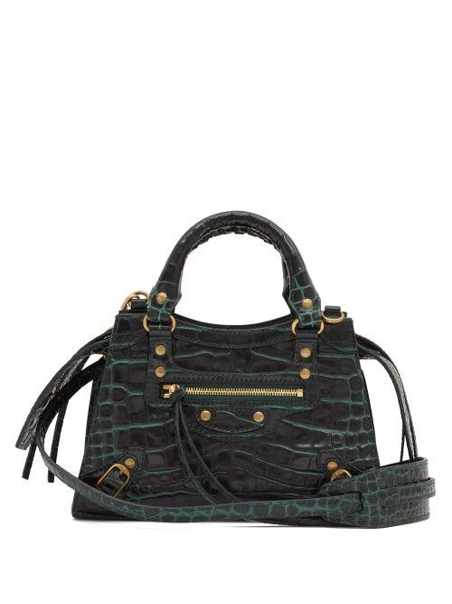 Matchesfashion.com Balenciaga - Neo Classic Mini Croc-effect Leather Bag - Womens - Green