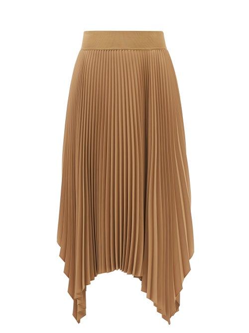 Joseph - Ade Asymmetric Pleated Jersey Midi Skirt - Womens - Light Tan