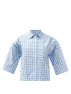 Matchesfashion.com Three Graces London - Nico Cotton-blend Gingham Shirt - Womens - Blue Multi