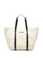 Matchesfashion.com Jil Sander - Logo-print Canvas And Leather Backpack Tote - Womens - Beige
