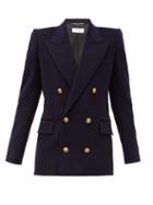 Matchesfashion.com Saint Laurent - Double-breasted Wool-blend Jacket - Womens - Navy