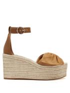 Valentino Tropical Bow Suede Wedge Sandals