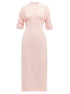 Matchesfashion.com Emilia Wickstead - Helga Gathered Cloqu Midi Dress - Womens - Light Pink