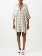 Raey - Striped Cotton T-shirt Dress - Womens - Navy Cream Stripe