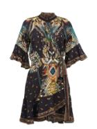 Matchesfashion.com Camilla - Mother Nature-print Silk Wrap Dress - Womens - Black Print
