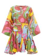 Matchesfashion.com Rhode - Ryan Waist-pouch Abstract-print Cotton Mini Dress - Womens - Multi