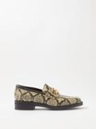 Gucci - Monogram Snake-effect Leather Loafers - Mens - Multi