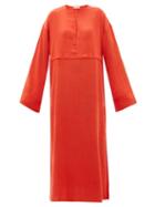 Matchesfashion.com Worme - Pleated Keyhole Silk Maxi Dress - Womens - Red