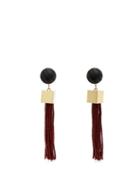 Matchesfashion.com Vanda Jacintho - Cube Tassel Drop Earrings - Womens - Burgundy