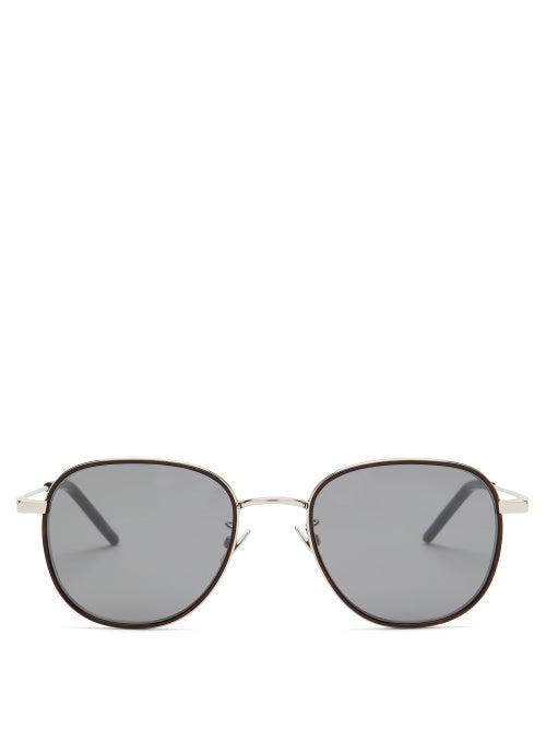 Matchesfashion.com Saint Laurent - Round Metal Sunglasses - Womens - Silver