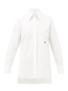 Matchesfashion.com Fendi - Logo-embroidered Step-hem Cotton Shirt - Womens - White