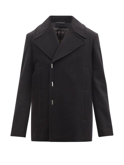 Givenchy - Logo-hardware Padded Wool-delaine Peacoat - Mens - Black