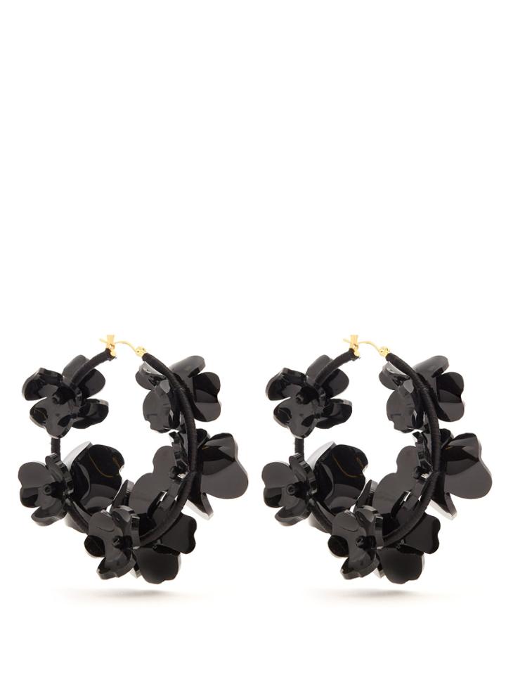 Oscar De La Renta Flower Garden Hoop Earrings