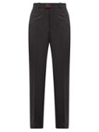 Matchesfashion.com Raf Simons - High-rise Virgin Wool Straight-leg Trousers - Womens - Dark Grey