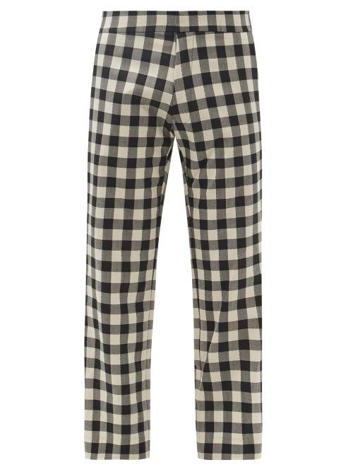 Matchesfashion.com Edward Crutchley - Gingham Wool Straight-leg Trousers - Mens - Black White