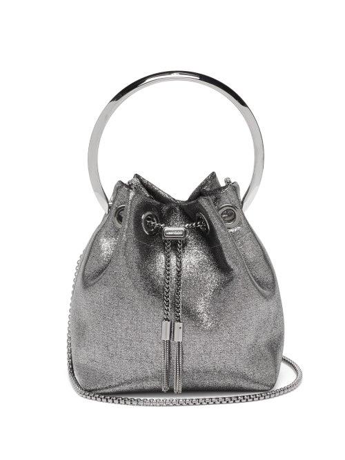 Matchesfashion.com Jimmy Choo - Bonbon Metallic Bucket Bag - Womens - Silver