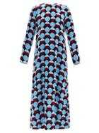 Matchesfashion.com La Doublej - Geometric-print Longline Velvet Dress - Womens - Blue Print