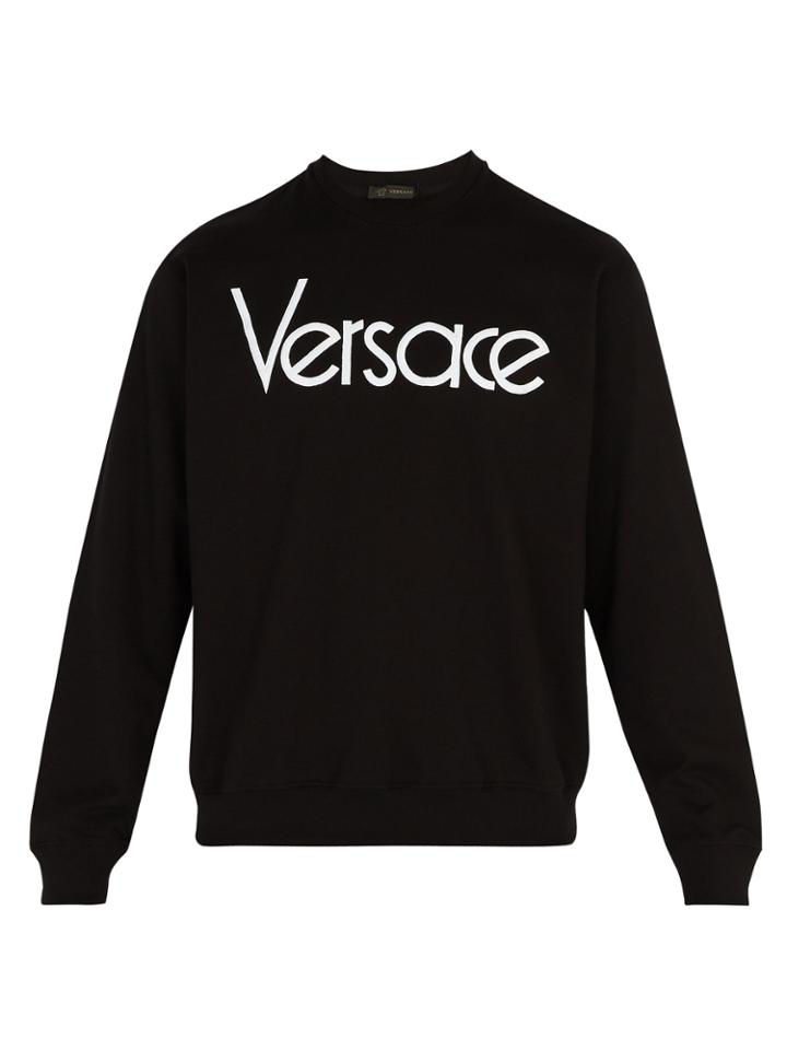 Versace 1990 Logo-embroidered Cotton Sweatshirt