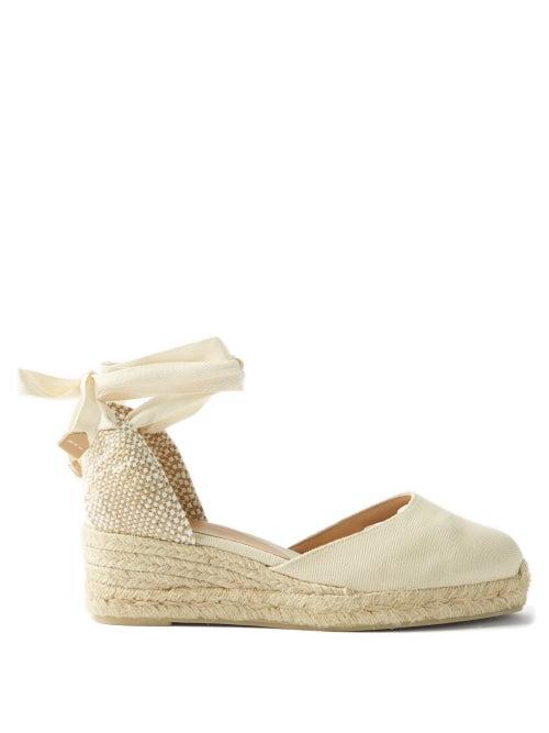 Castaer - Carina 30 Canvas & Jute Espadrille Wedges - Womens - Cream
