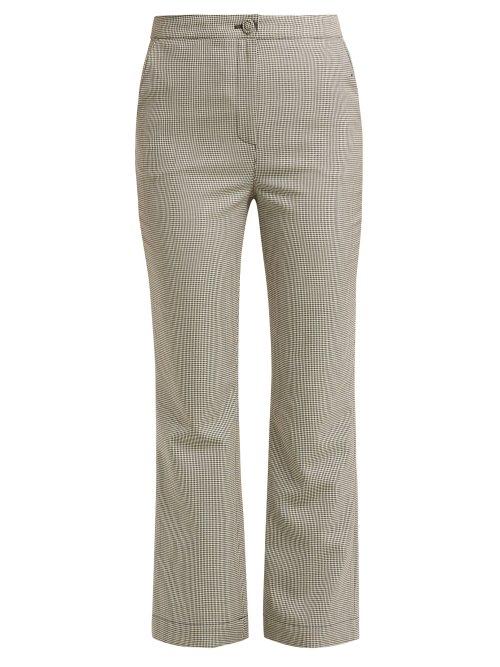 Matchesfashion.com Alexachung - Houndstooth Wool Blend Trousers - Womens - Black White