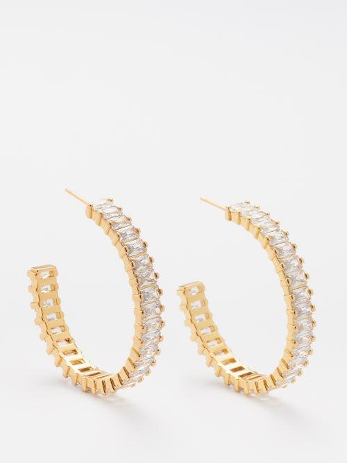 Crystal Haze - Baguette Crystal & 18kt Gold-plated Hoop Earrings - Womens - Gold Multi