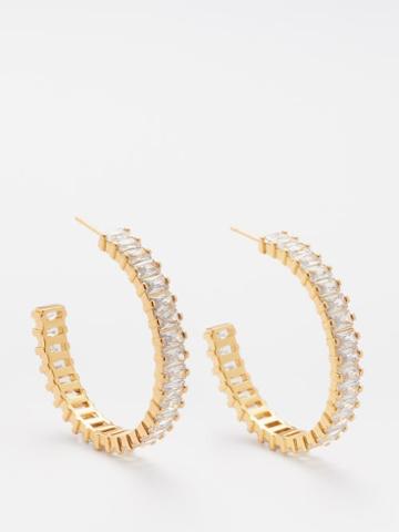 Crystal Haze - Baguette Crystal & 18kt Gold-plated Hoop Earrings - Womens - Gold Multi