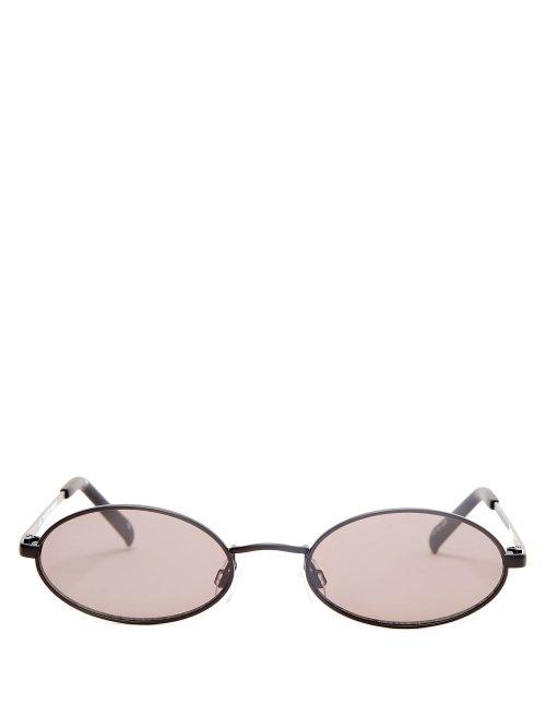 Matchesfashion.com Le Specs - Love Train Oval Frame Metal Sunglasses - Womens - Black