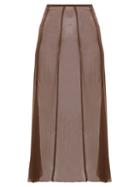 Matchesfashion.com Albus Lumen - Aziza Raw Hem Silk Skirt - Womens - Brown